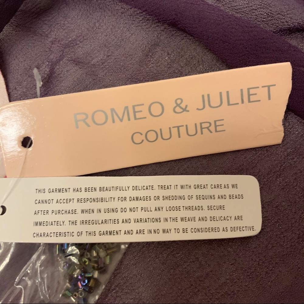 Romeo & Juliet Couture Puple Beaded Sheer Dress - Picture 9 of 14